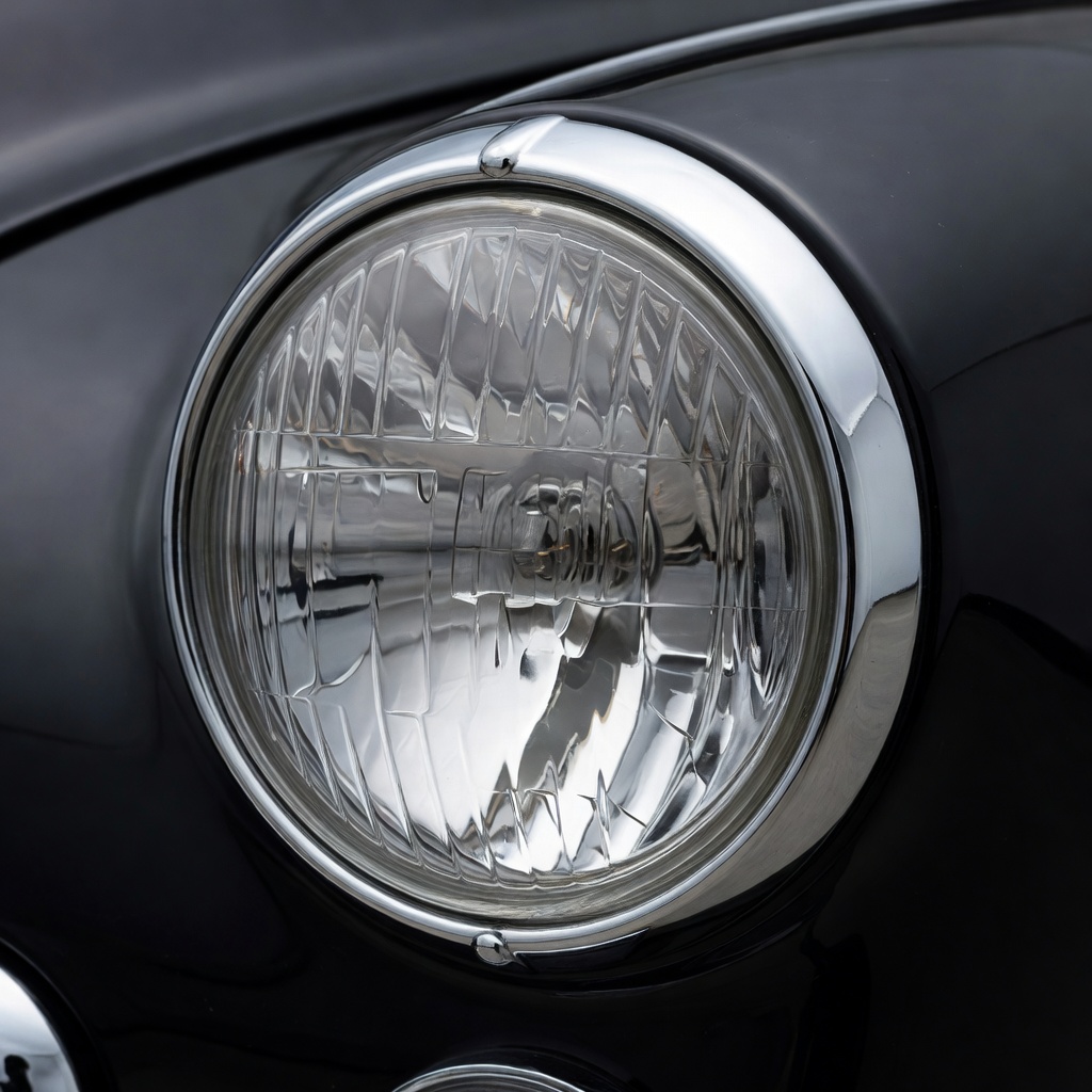 Perfectly clear restored and finished car headlight